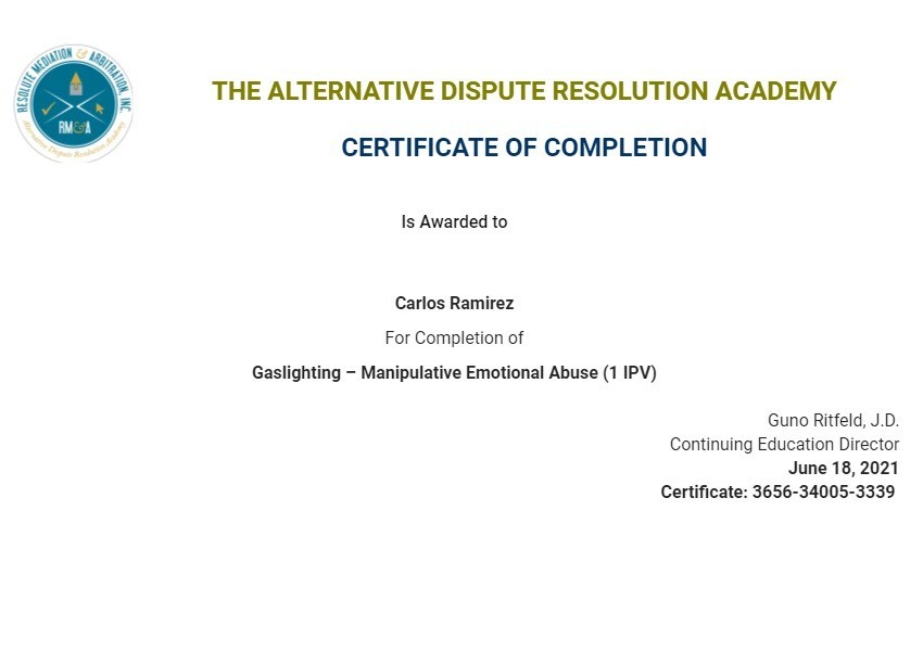 Certificate for User Carlos Ramirez
