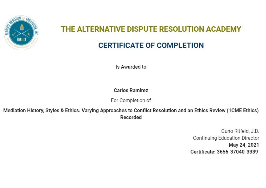 Certificate for User Carlos Ramirez