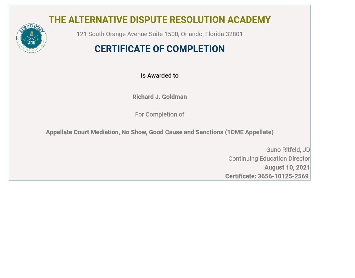 Certificate for User Richard J. Goldman