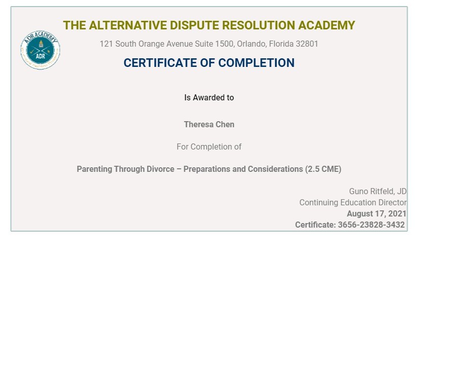 Certificate for User Theresa Chen