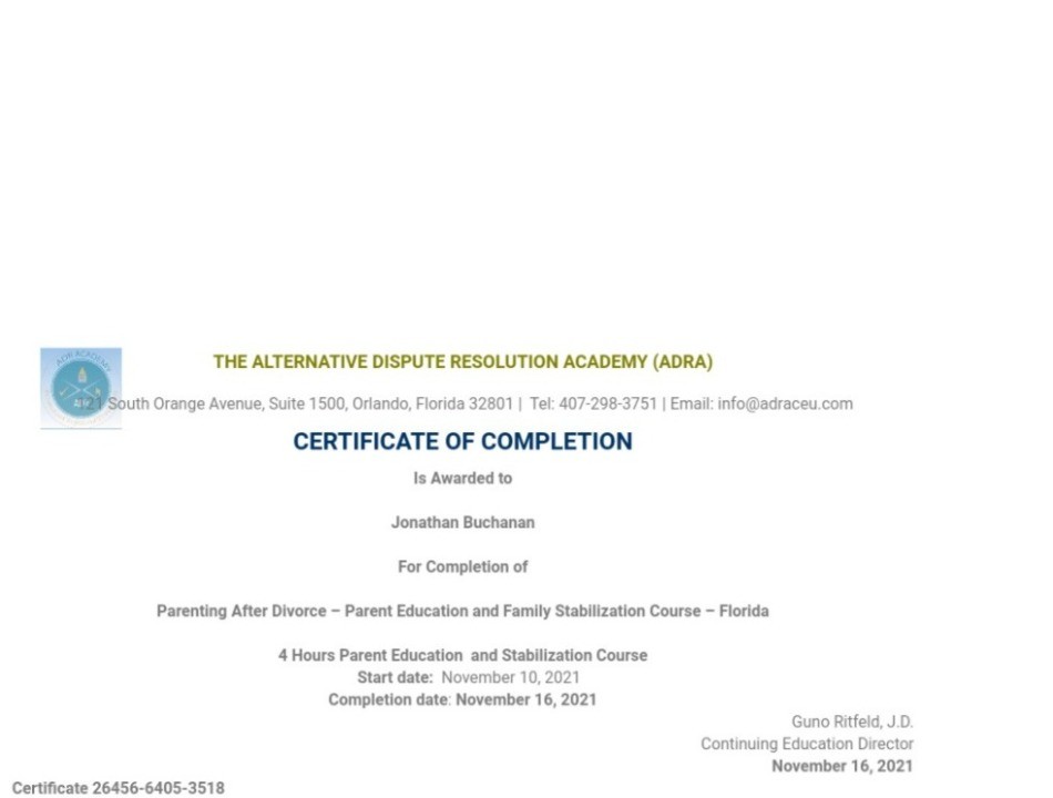 Certificate for User Jonathan Buchanan