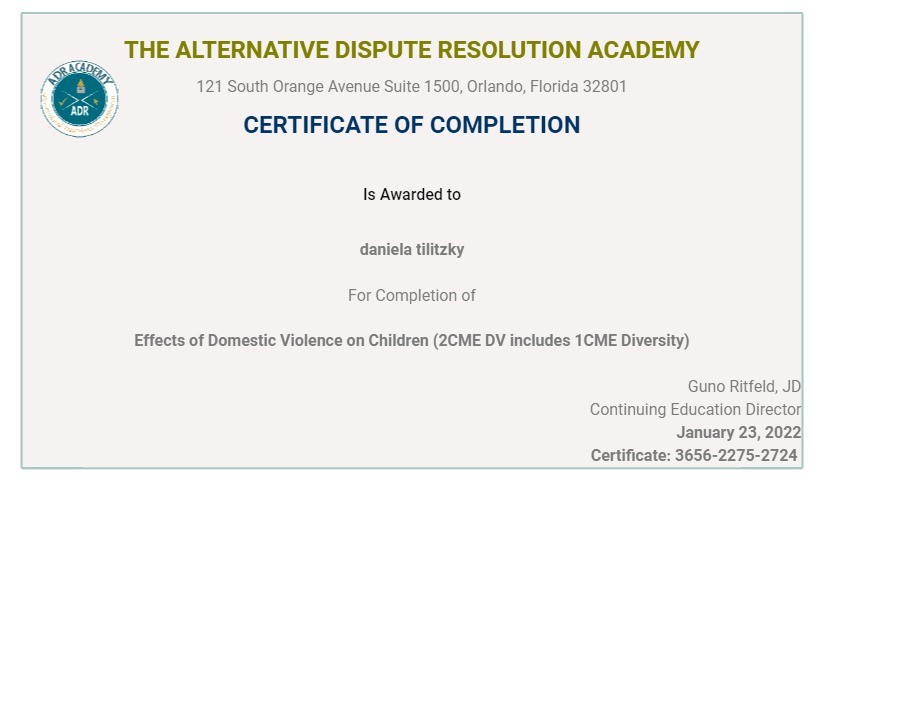 Certificate for User daniela tilitzky