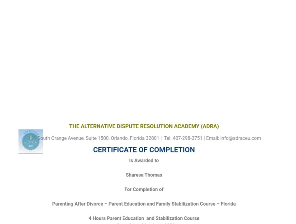 Certificate for User Sharesa Thomas