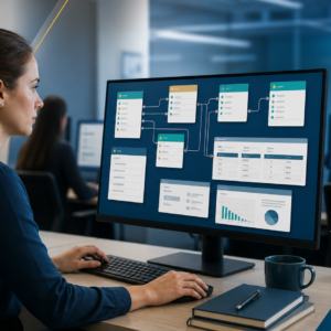 Professional working with a structured relational database