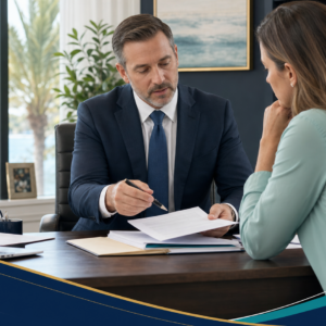 Florida legal and financial professionals reviewing divorce beneficiary rights