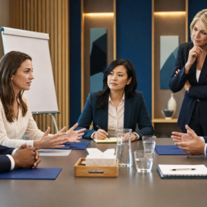 Mediator facilitating a structured professional dispute-resolution session