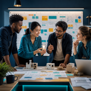 Founding team developing a business model and startup plan