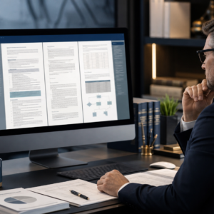 Professional using advanced document design and formatting tools