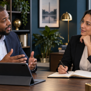 Illustrative learning scenario for ImmersiForge™ OPM Leadership Lab: The Performance Conversation Under Pressure — Premium Live Edition