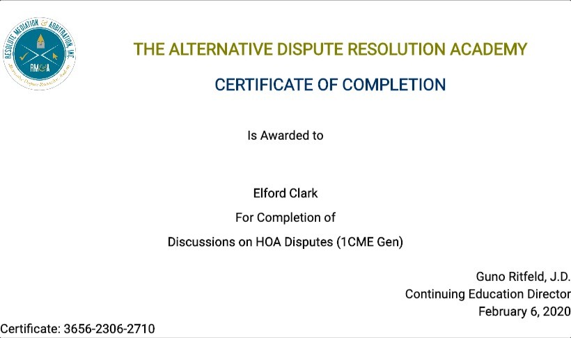 Certificate for User Elford Clark