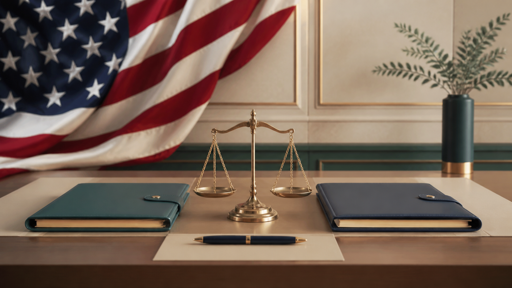 Federal IDR arbitration training with United States flag and balanced scales
